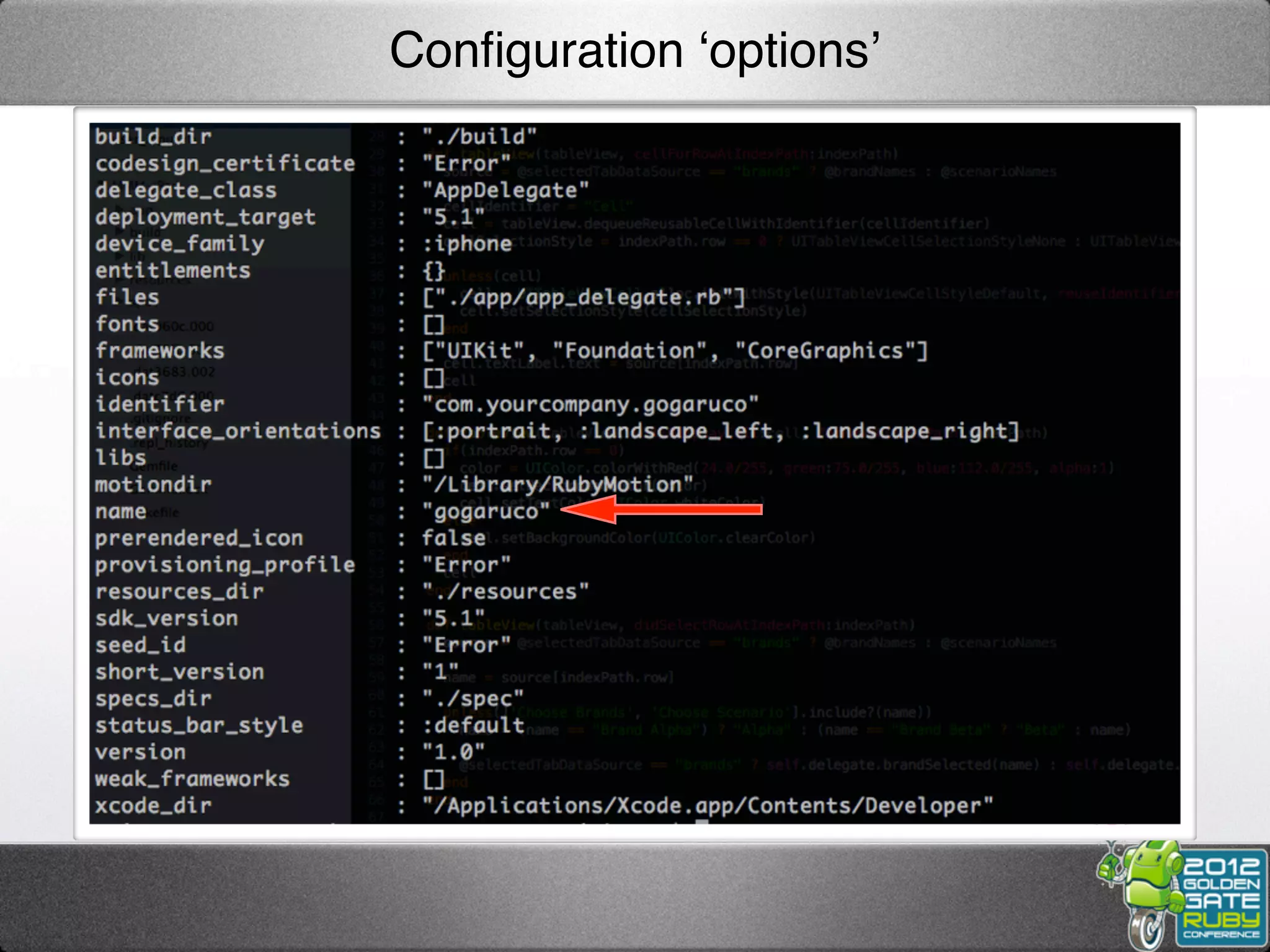Conﬁguration ‘options’
 