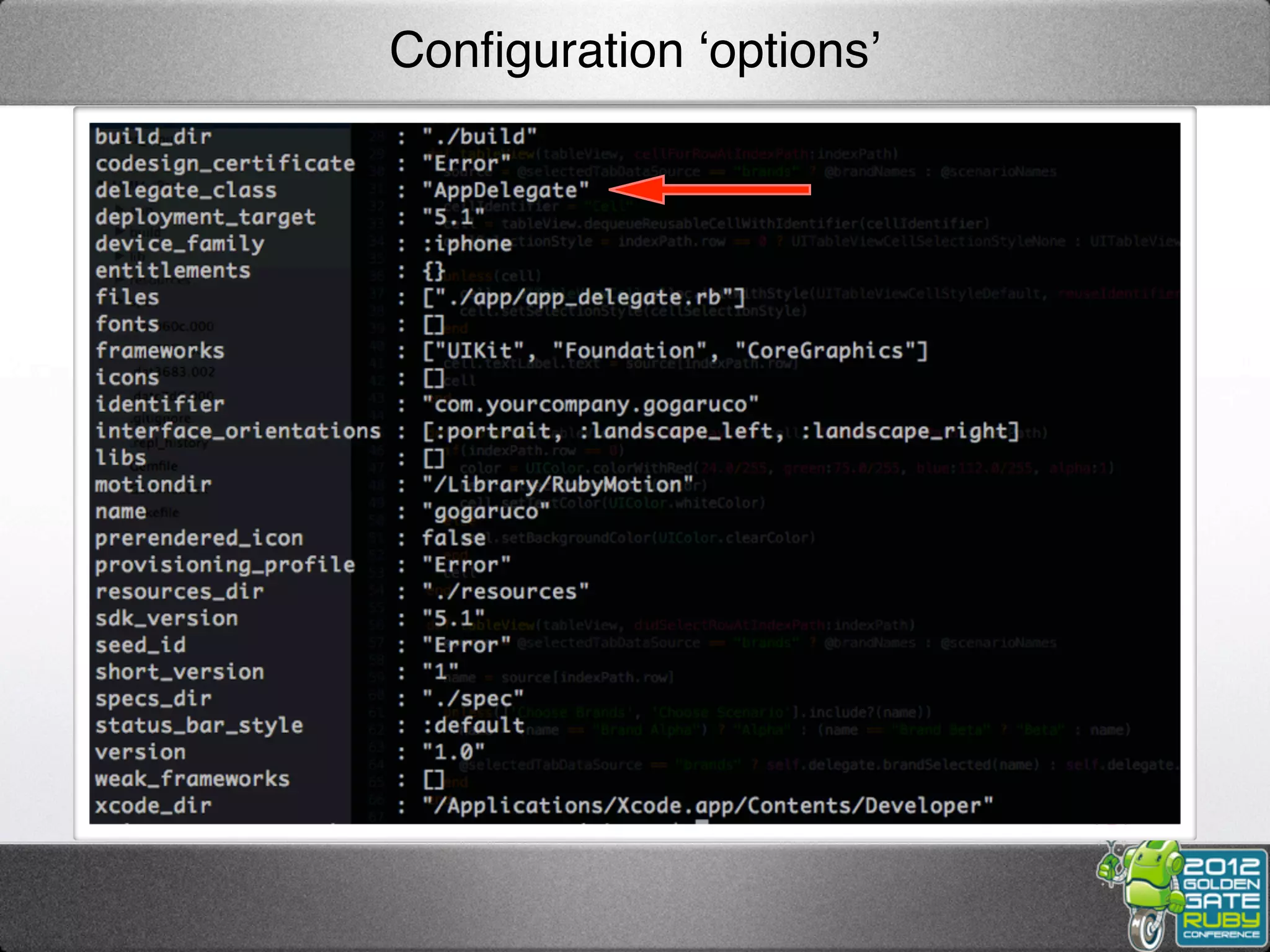 Conﬁguration ‘options’
 