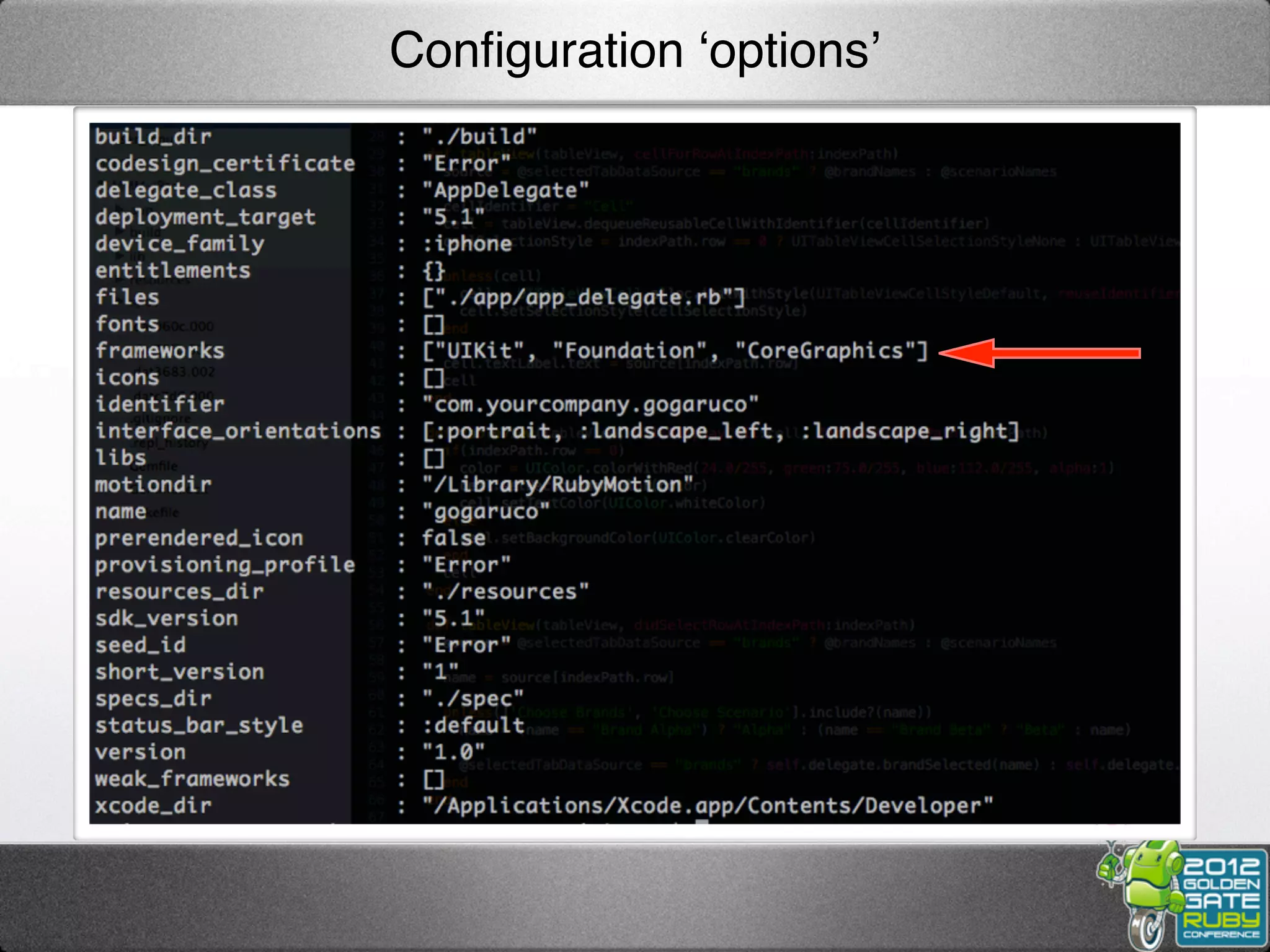 Conﬁguration ‘options’
 