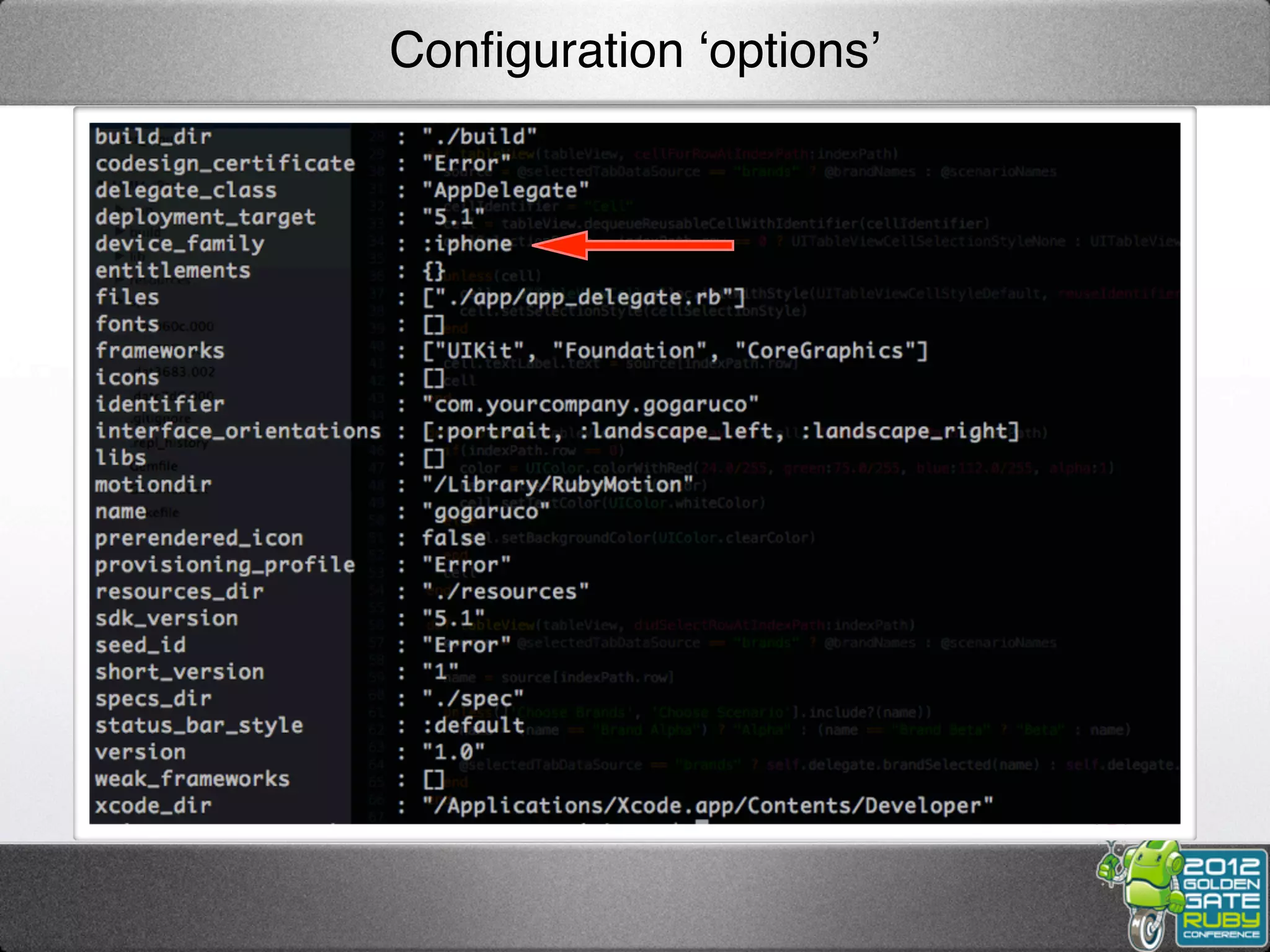 Conﬁguration ‘options’
 