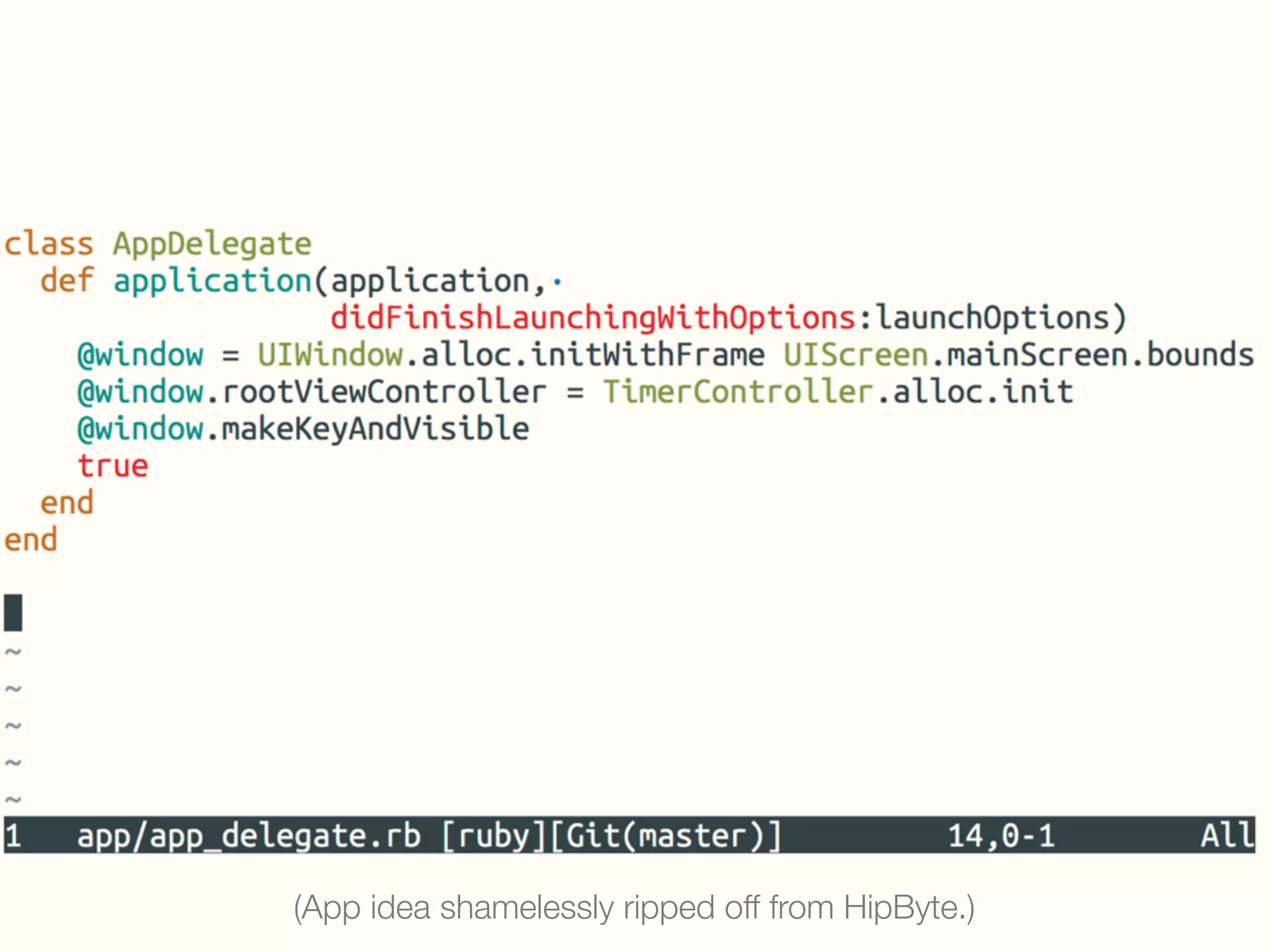 (App idea shamelessly ripped off from HipByte.)
 