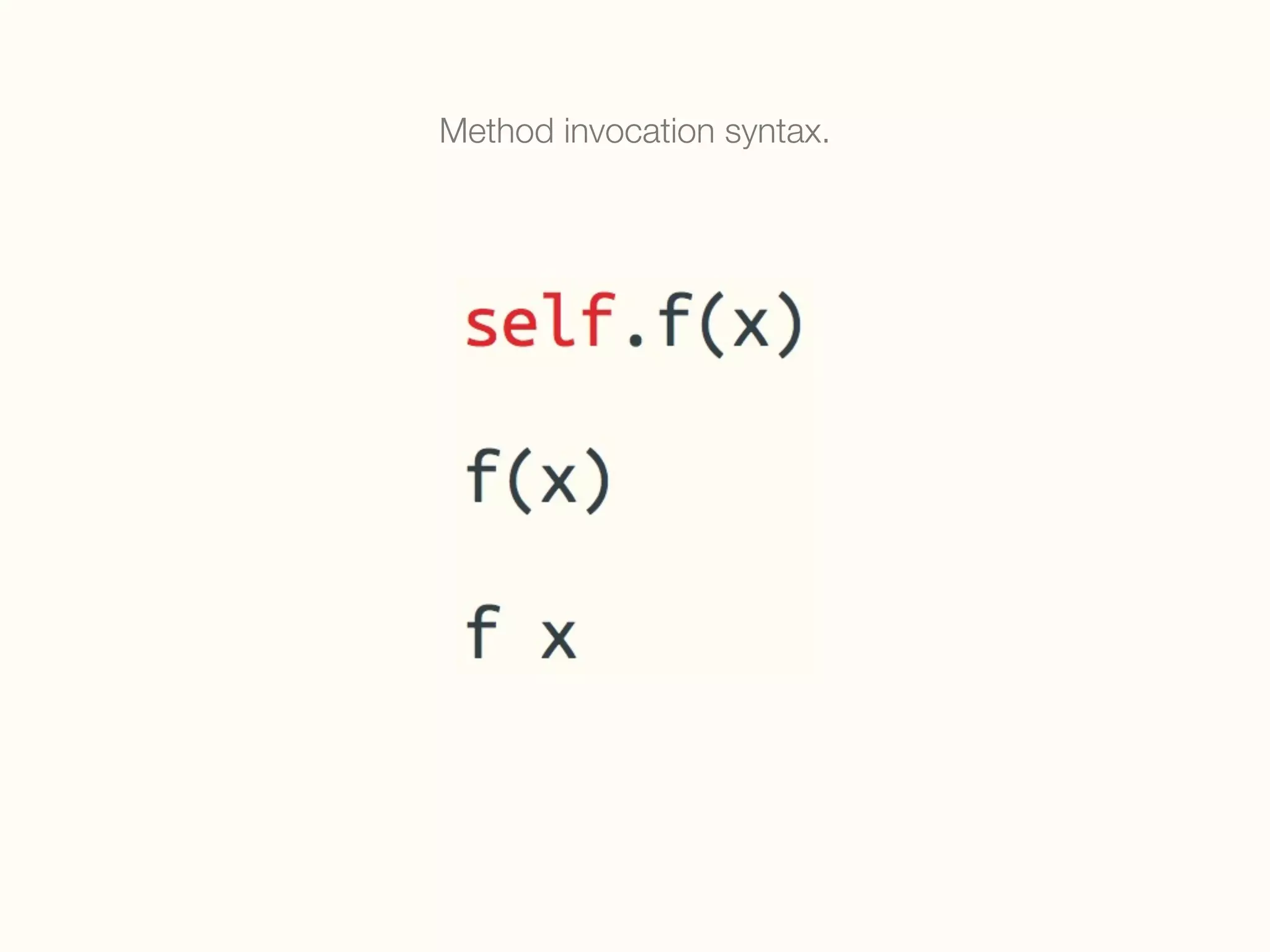 Method invocation syntax.
 