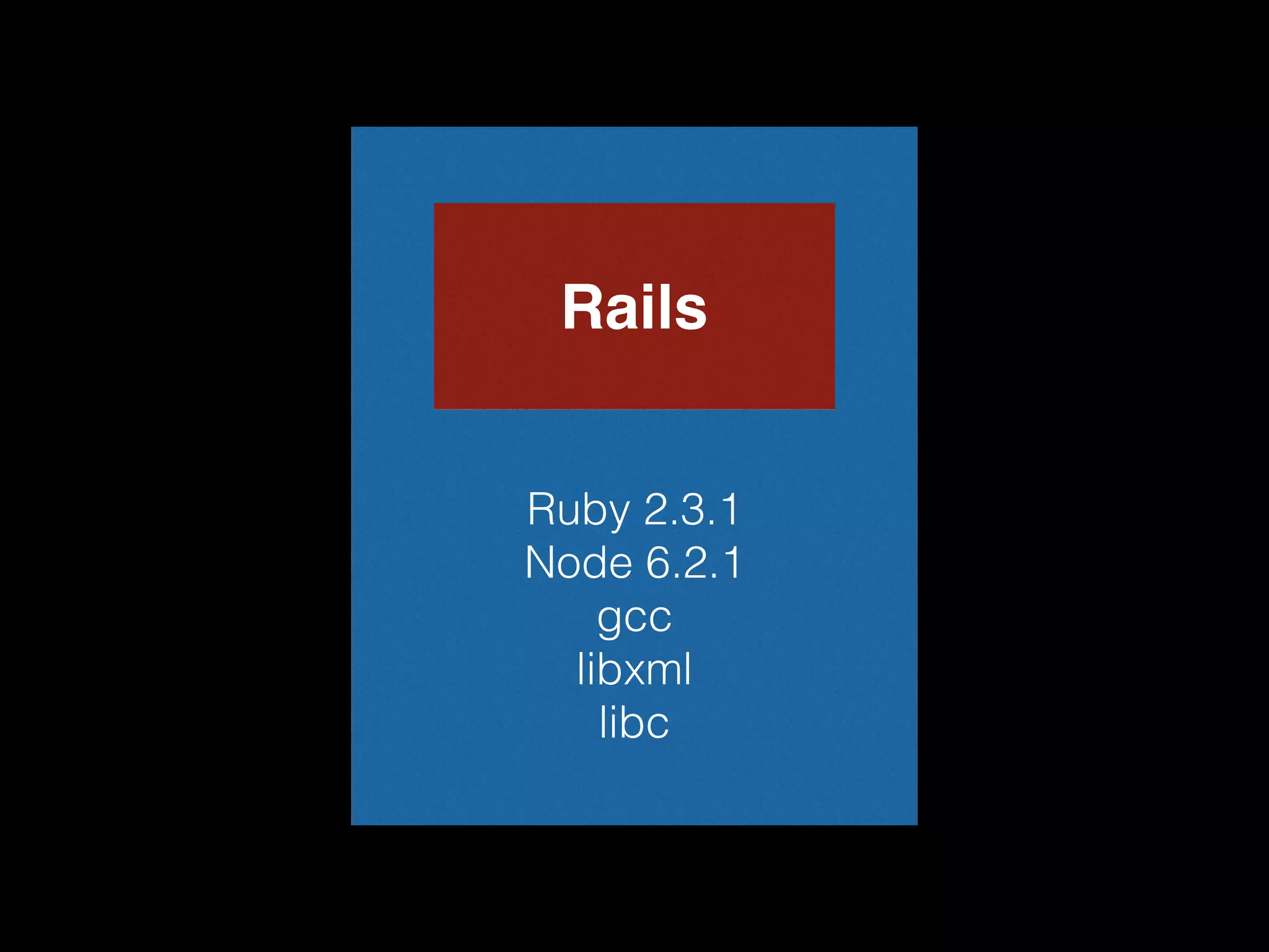 Rails Ruby 2.3.1 Node 6.2.1 gcc libxml libc
