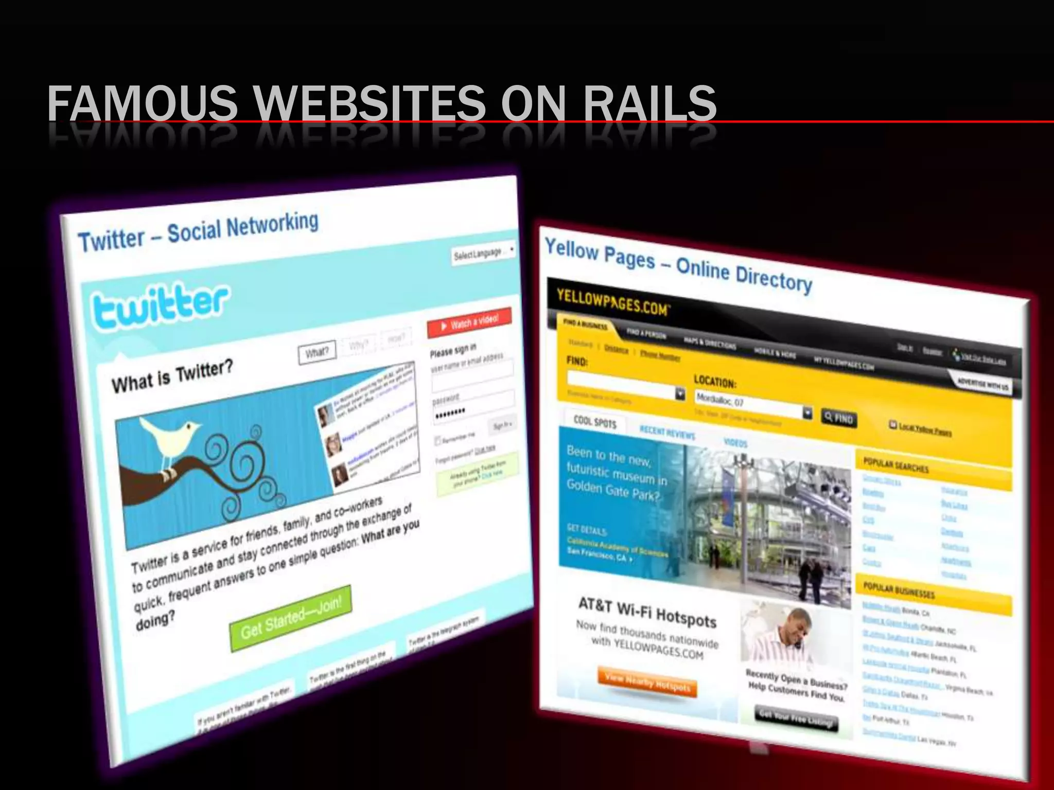 FAMOUS WEBSITES ON RAILS
 