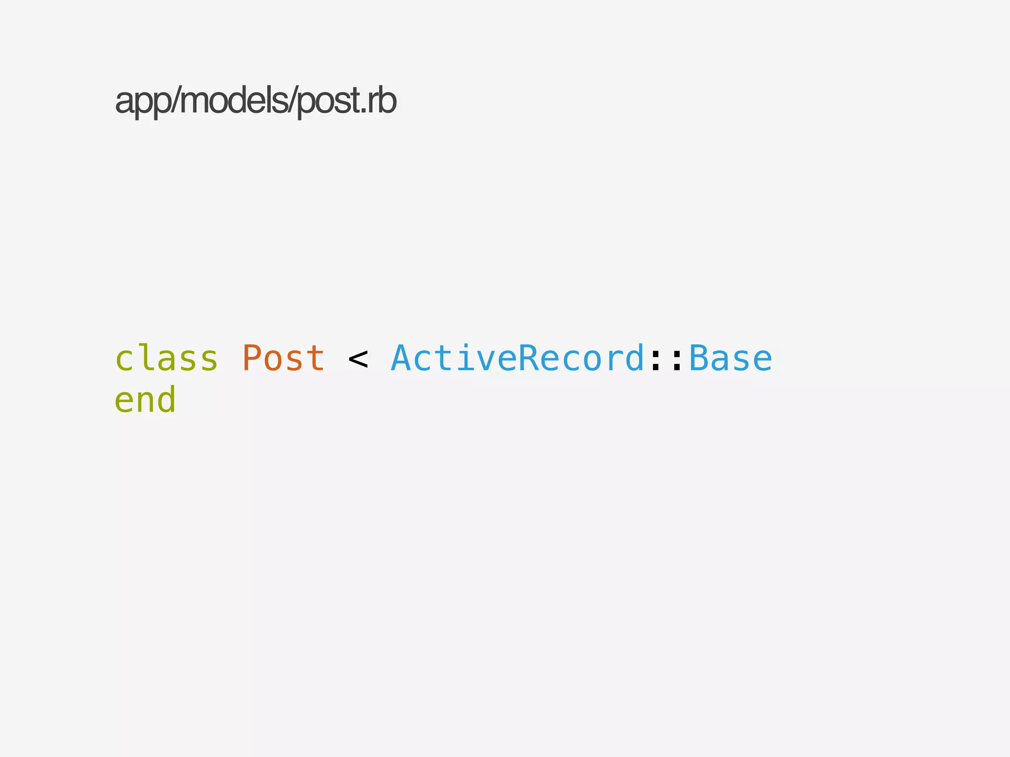 app/models/post.rb 
class Post < ActiveRecord::Base 
end 
 