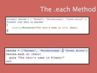 The .each Method
 