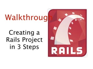 Walkthrough
 Creating a
Rails Project
 in 3 Steps
 