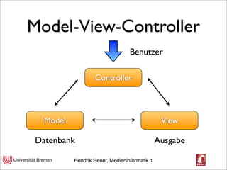 Model-View-Controller
                                 Benutzer

                  Controller




  Model                 ...