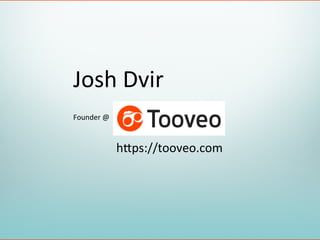 Josh	
  Dvir	
  
Founder	
  @	
  
h0ps://tooveo.com	
  
 