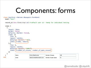 Components: forms




             @nomadcoder @rubyshift
 