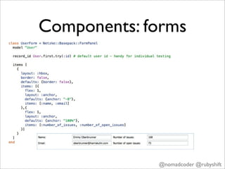 Components: forms




             @nomadcoder @rubyshift
 