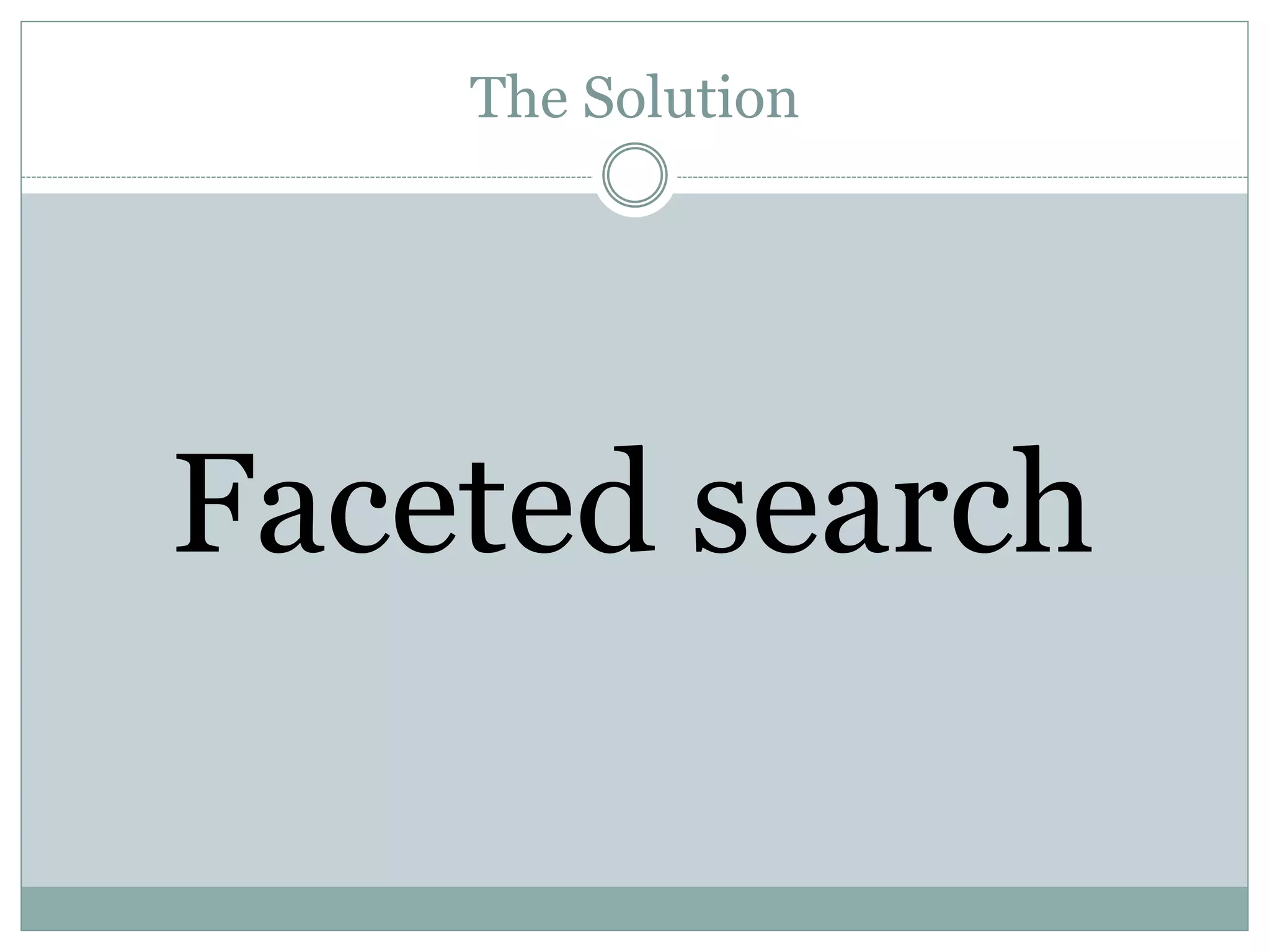 The Solution Faceted search 