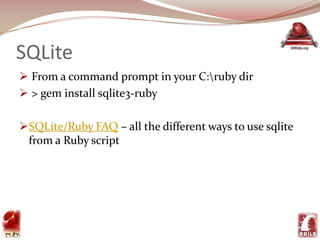 how to install sqlite ruby gem on windows how to install sqlite ruby gem on windows