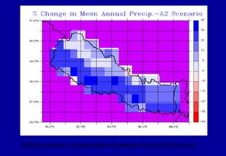 PRECIS projection of rainfall change over Nepal by the end of 21st century  