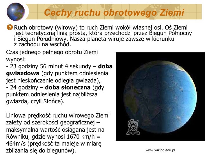 Następstwem Ruchu Obrotowego Ziemi Jest Ruch Obrotowy