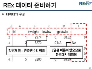 20
 데이터의 구성
REx 데이터 준비하기
 