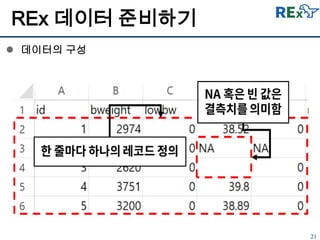 21
 데이터의 구성
REx 데이터 준비하기
 
