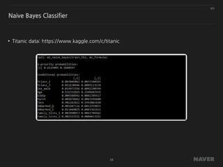 일반
34
Naive Bayes Classifier
• Titanic data: https://www.kaggle.com/c/titanic
 