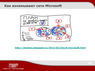http://devteev.blogspot.ru/2012/02/drg-8-microsoft.html
Как взламывают сети Microsoft
 