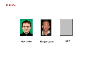 50 PhDs Holger Lewen Max Völkel 51 st ? 