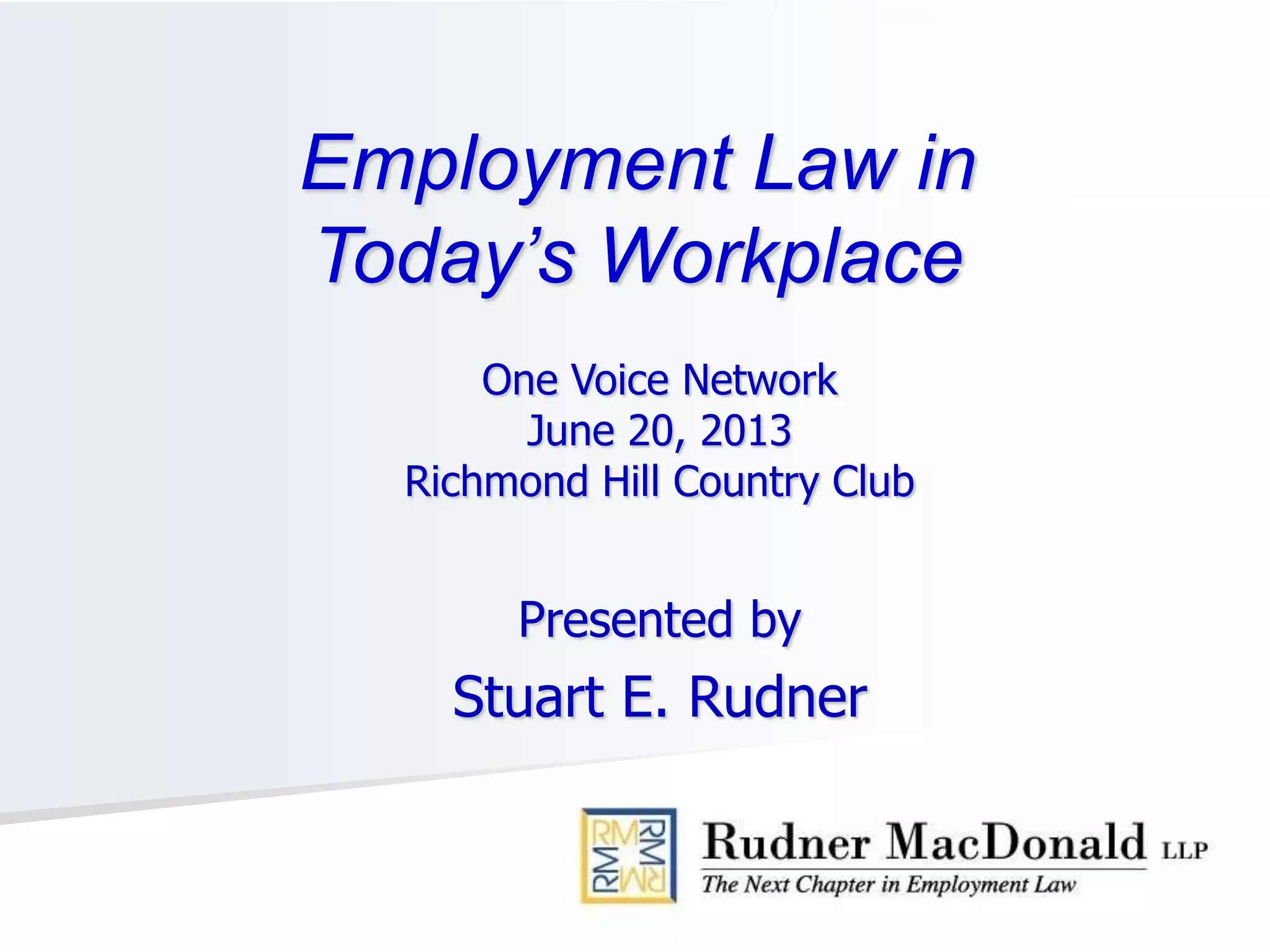 Employment Law in Today's Workplace | PPTX