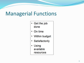 Managerial Functions
17
 