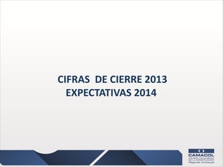 CIFRAS DE CIERRE 2013
EXPECTATIVAS 2014

 