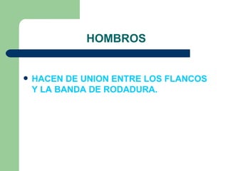 HOMBROS


   HACEN DE UNION ENTRE LOS FLANCOS
    Y LA BANDA DE RODADURA.
 