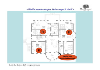 > Die Ferienwohnungen: Wohnungen II bis IV <




                                              IV               III




                                        II
                                                         Kamin- und
                                                      Bibliothekszimmer


Quelle: Gut Grubnow GbR, www.gut-grubnow.de
 