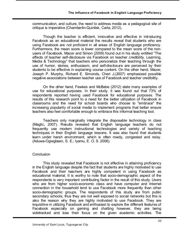 The Influence of Facebook in the English Language Proficiency Full T…