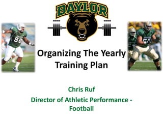 Organizing The YearlyTraining Plan Chris Ruf Director of Athletic Performance - Football 