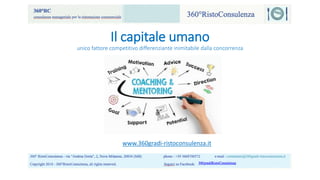 Il capitale umano
unico fattore competitivo differenziante inimitabile dalla concorrenza
www.360gradi-ristoconsulenza.it
 