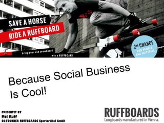 PRESENTET BY
Mel Ruff
CO-FOUNDER RUFFBOARDS Sportartikel GmbH
Because Social Business
Is Cool!
 