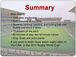 Rugby basic rules and terminology | PPT