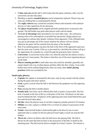 Rugby rules in brief | PDF