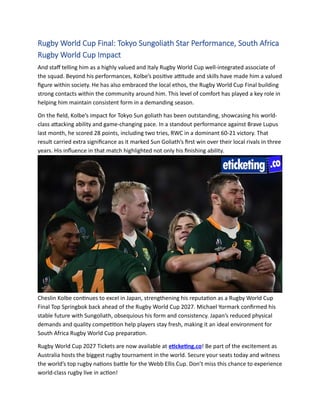 Support The Springboks Rwc Image Rugby World Cup 2027 Springboks, Japan skill boosts South Africa Rugby ...