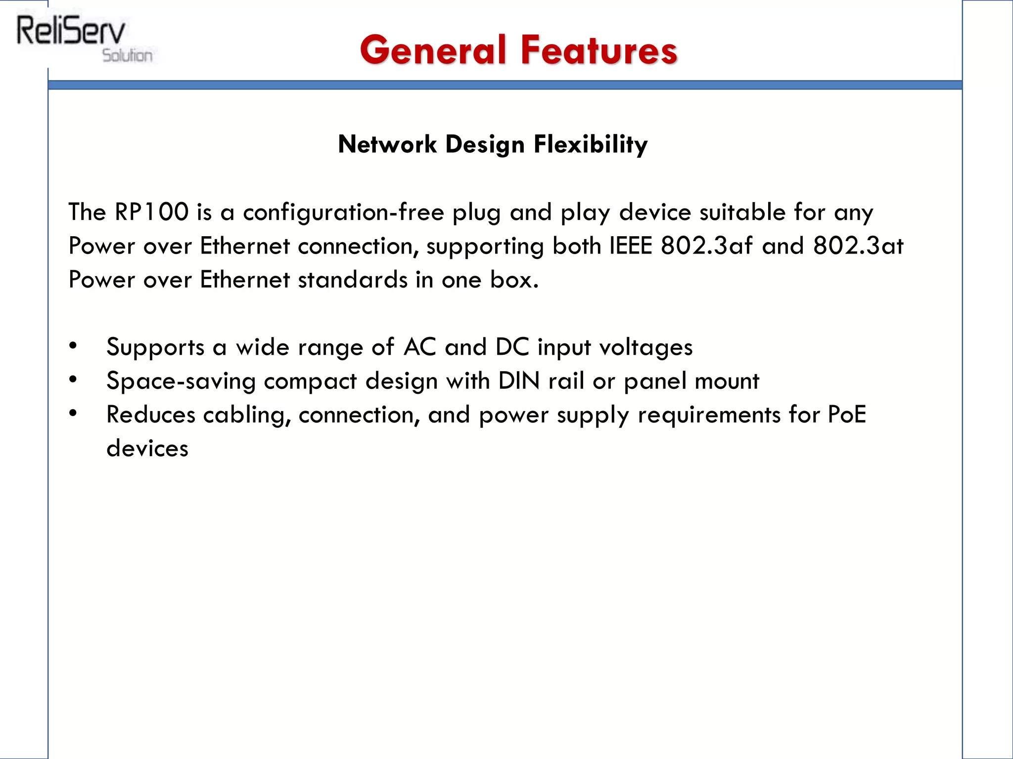 RUGGEDCOM RP100 Ethernet injectors | PDF