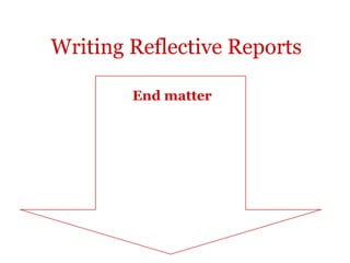 Writing Reflective Reports

        End matter
 