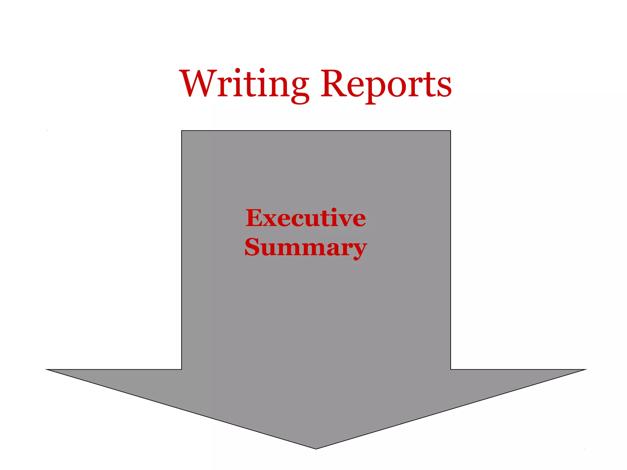Writing Reports


   Executive
   Summary
 