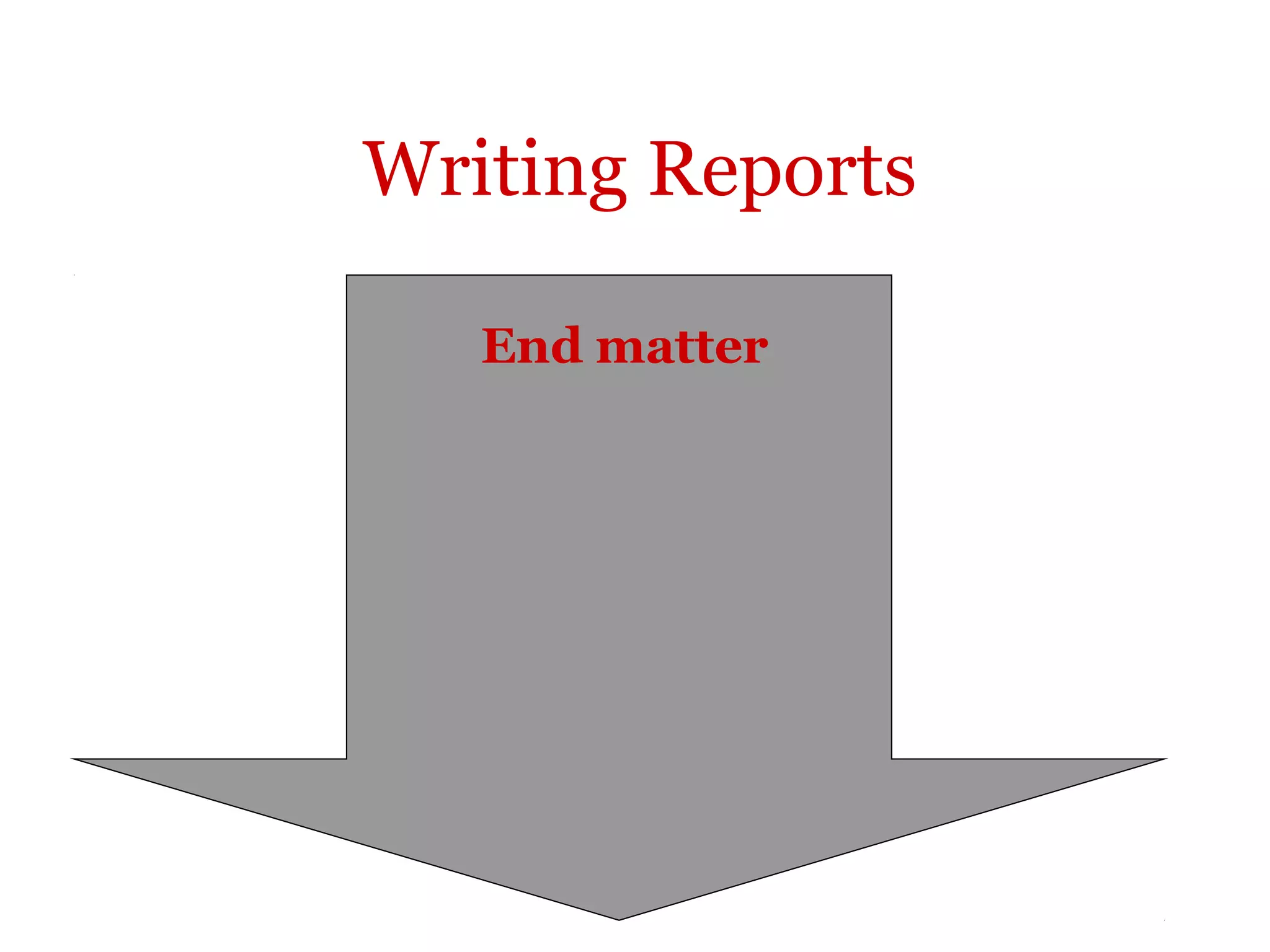 Writing Reports

   End matter
 