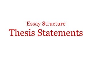 Essay Structure
Thesis Statements
 