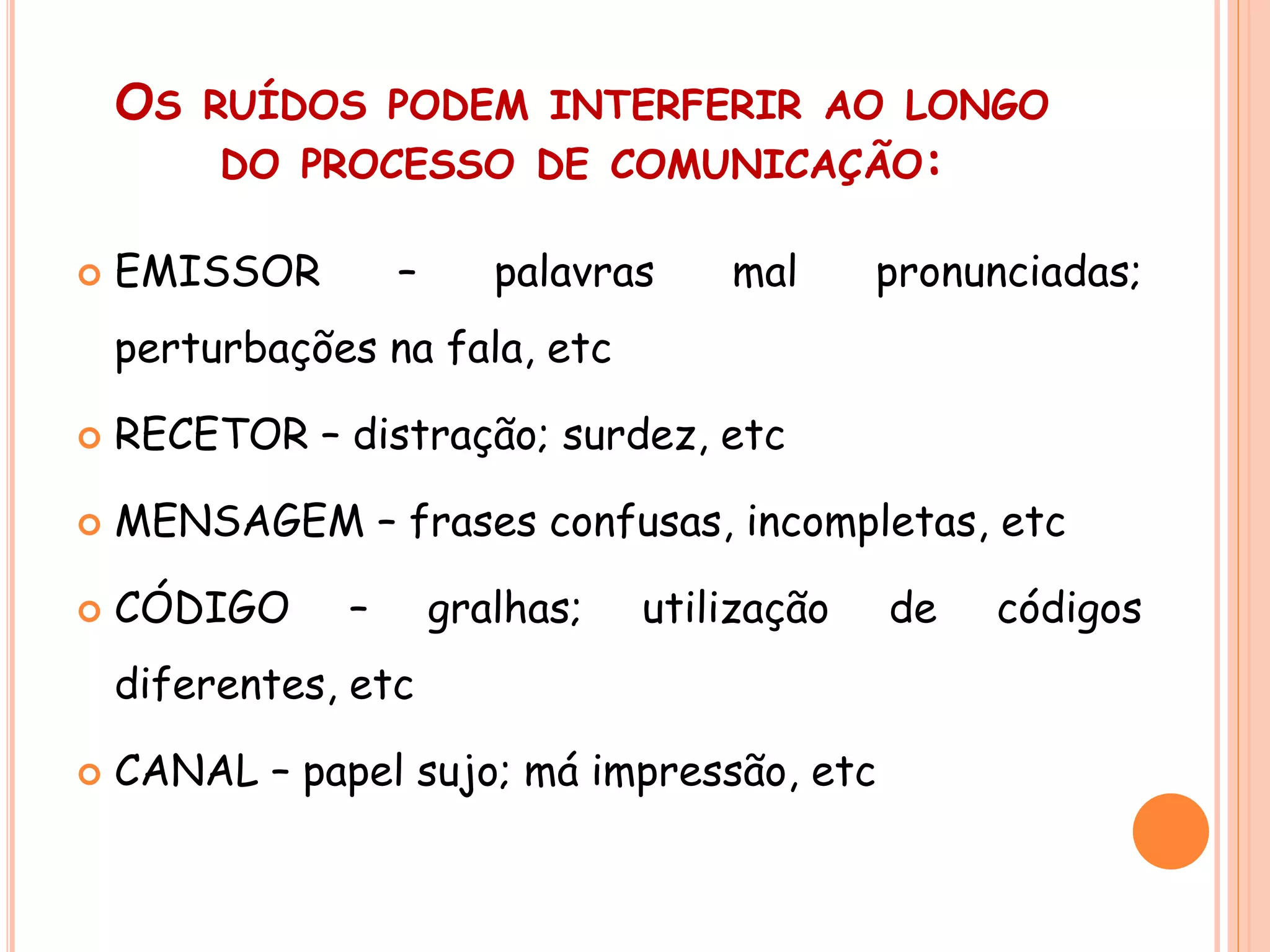 Ruido - Barreiras à comunicacao | PPTX