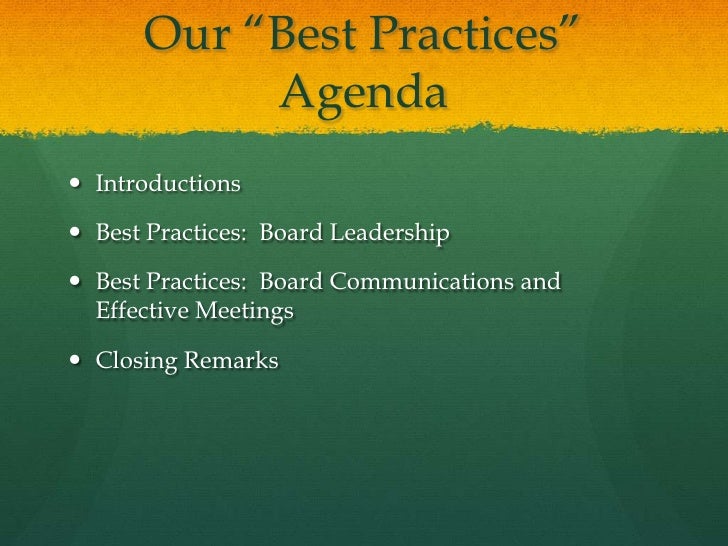Board of Directors Best Practices