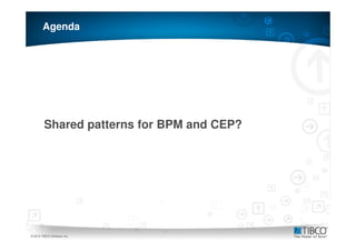 Agenda




         Shared patterns for BPM and CEP?




12
© 2010 TIBCO Software Inc.
 