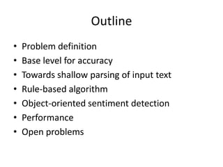 Rule based approach to sentiment analysis at romip’11 slides | PPTX