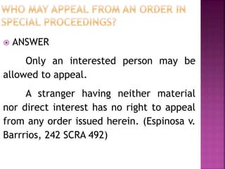 Rule 109 appeals in special proceedings | PPTX