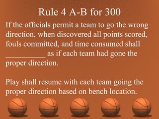 Rule 4 A-B for 300 If the officials permit a team to go the wrong direction, when discovered all points scored, fouls committed, and time consumed shall __________ as if each team had gone the proper direction.  Play shall resume with each team going the proper direction based on bench location. 