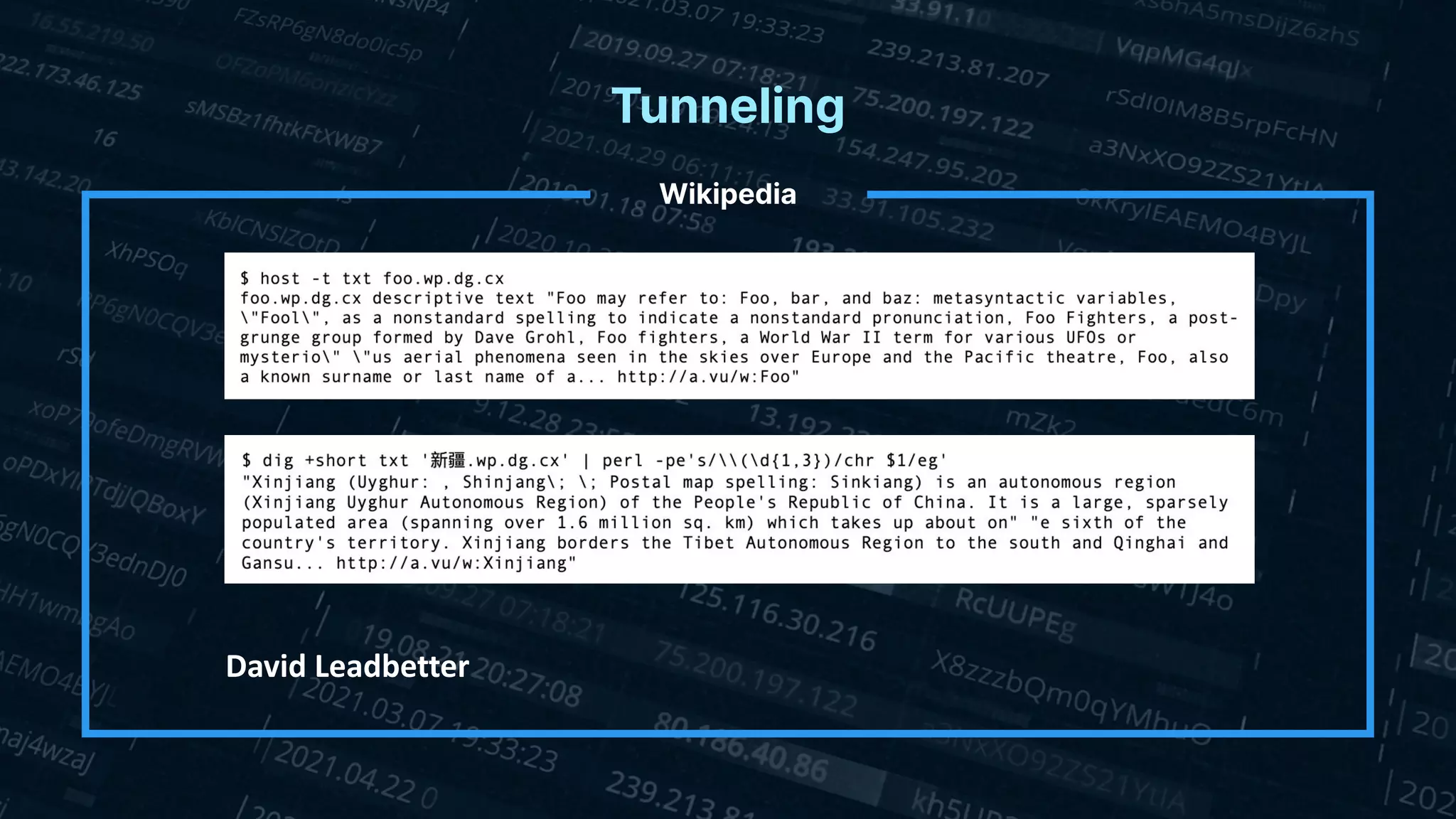 Tunneling
Wikipedia
David Leadbetter
 
