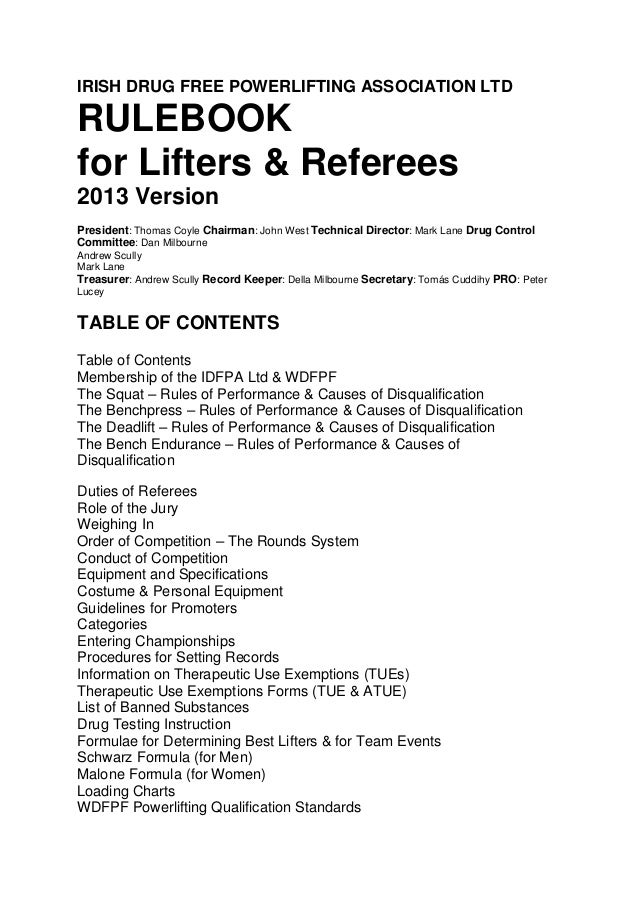 Idfpa Rulebook 2013 Edition