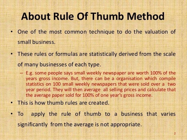 Rule of thumb method